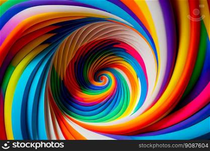 Hypnotic Multicolored Spiral Background.  Rainbow Swirl. Generative AI 