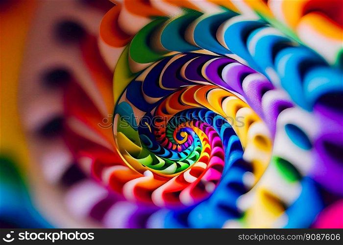 Hypnotic Multicolored Spiral Background.  Rainbow Swirl. Generative AI 