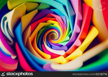 Hypnotic Multicolored Spiral Background.  Rainbow Swirl. Generative AI
