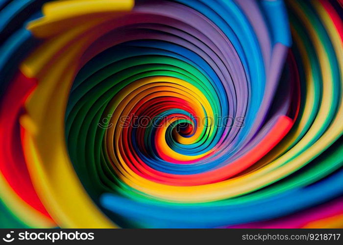 Hypnotic Multicolored Spiral Background.  Rainbow Swirl. Generative AI
