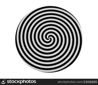 Hypnotic spiral on the round plate 3d render