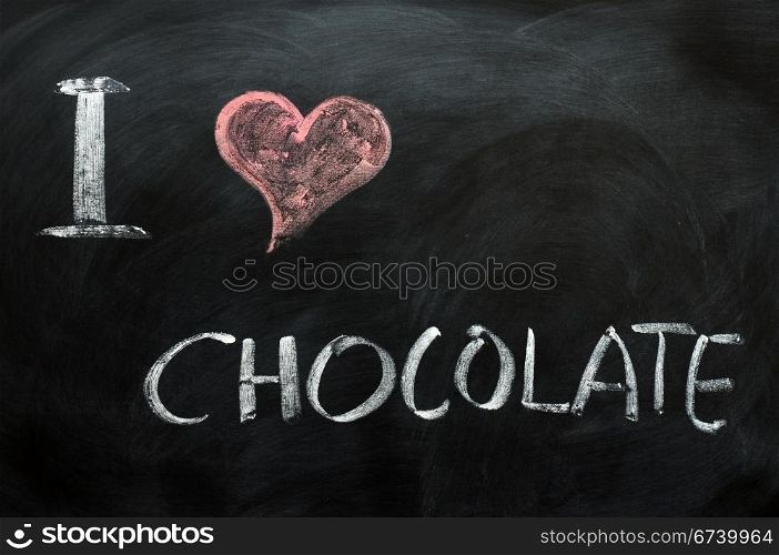 I love chocolate - text written with chalk on a blackboard
