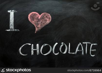 I love chocolate - text written with chalk on a blackboard