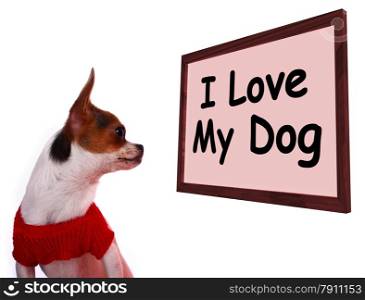 I Love My Dog Sign Showing Loving Adorable Friendship. I Love My Dog Sign Shows Loving Adorable Friendship