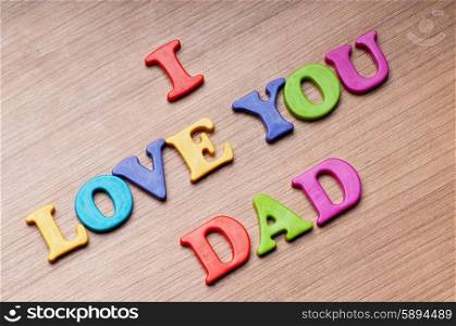 I love you Dad words on the background
