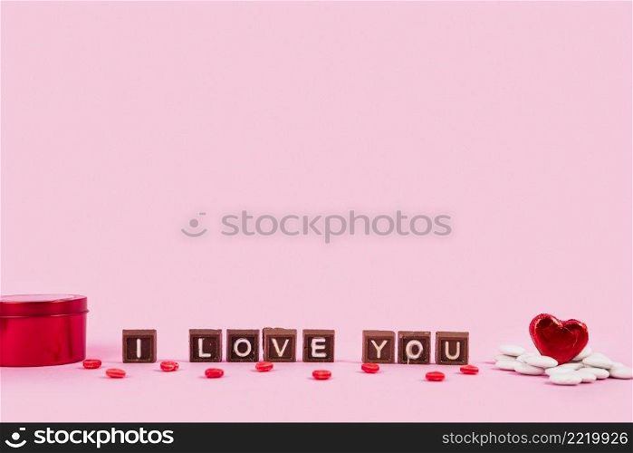 i love you inscription chocolate pieces box ornament heart