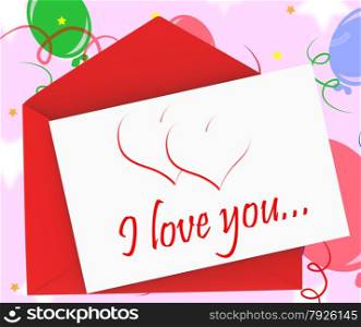 I Love You On Envelope Showing Anniversary Card