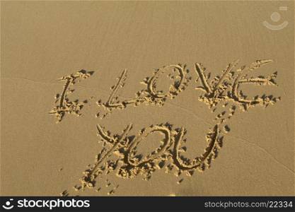i love you on the sand at the beach