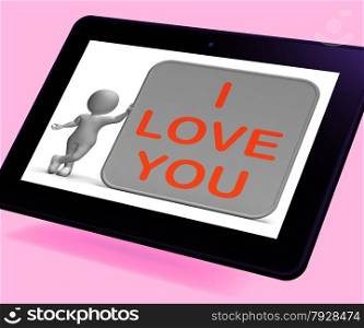 I Love You Tablet Showing Loving Partner Or Family