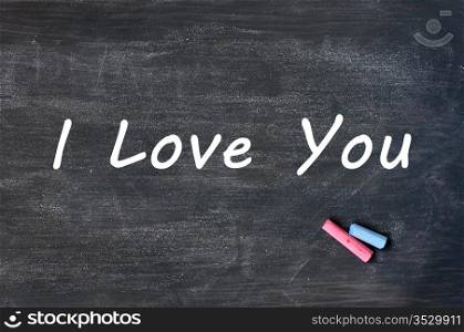 I love you - written with chalk on a Smudged blackboard