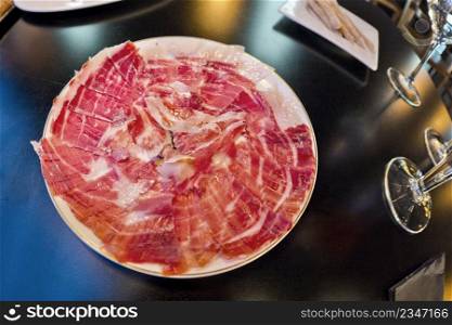 Iberian Ham Spanish Cuisine at Restaurant