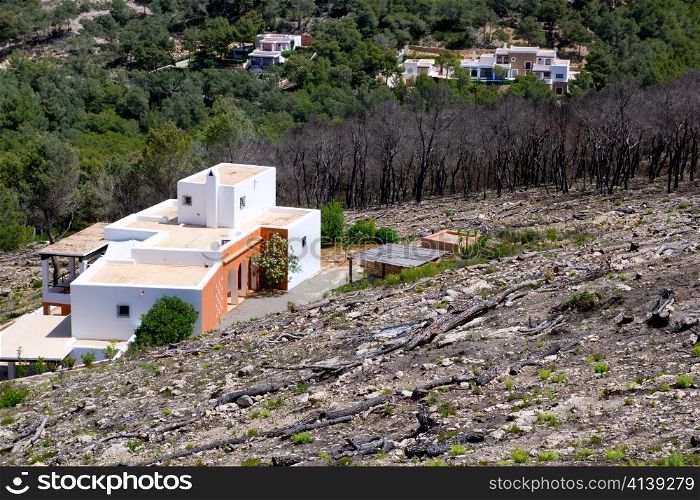 Ibiza after fire in spring 2011 almost burned houses in Spain