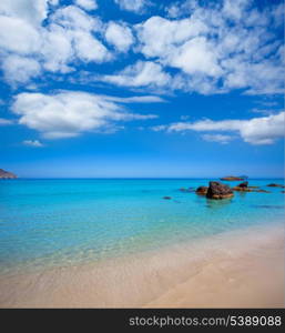 Ibiza Aigues Blanques Aguas Blancas Beach at Santa Eulalia Balearic Islands of spain