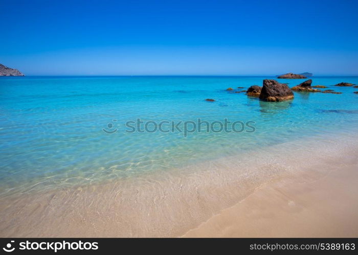 Ibiza Aigues Blanques Aguas Blancas Beach at Santa Eulalia Balearic Islands of spain