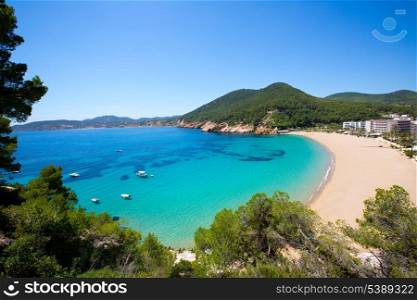 Ibiza caleta de Sant Vicent cala San vicente beach san Juan at Balearic Islands of spain