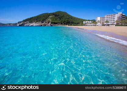 Ibiza caleta de Sant Vicent cala San vicente beach san Juan at Balearic Islands of spain