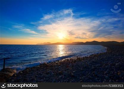 Ibiza Cap des Falco beach sunset and Es Vedra in Sant Josep Balearic Islands