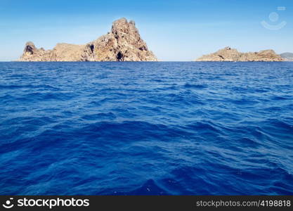 Ibiza Es Vedra an Vedranell islands in Mediterranean blue sea