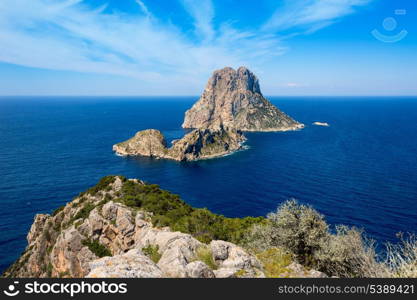 Ibiza Es Vedra and Vedranell from Torre des Savinar Sant Josep in Balearic Islands