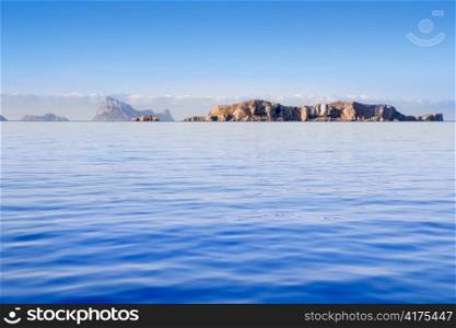 Ibiza Esparto island from a boat view in Mediterranean blue sea