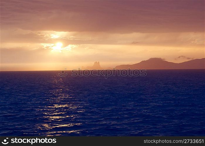 Ibiza formentera boat trip sunset Es Vedra Balearic Islands golden sky