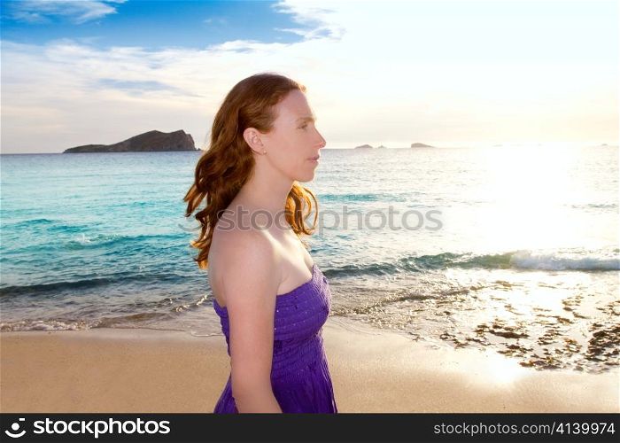 Ibiza girl at sunset in Cala Conta San Antonio chillout