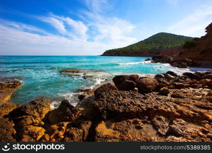 Ibiza island Platja Es bol Nou beach Ses Salines in Sant Josep at Balearic islands