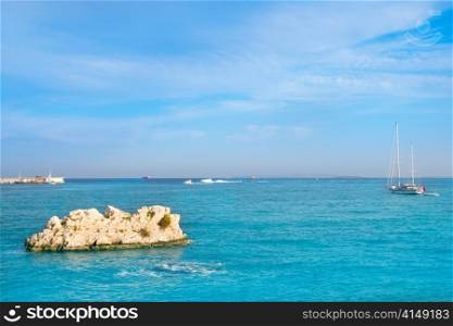 Ibiza islet on port main entrance in Balearic islands of spain