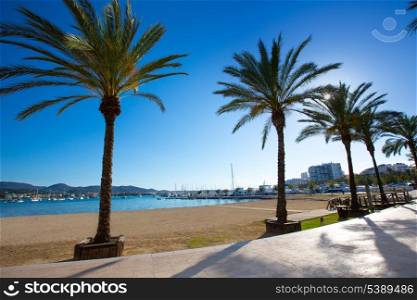 Ibiza san Antonio Abad de Portmany beach in Balearic Islands of spain