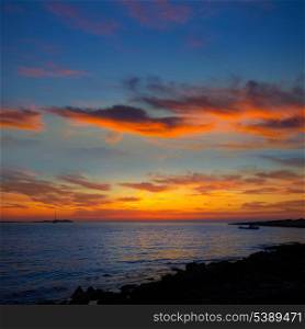 Ibiza san Antonio Abad de Portmany sunset in Balearic islands of spain