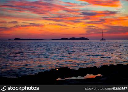 Ibiza san Antonio Abad de Portmany sunset in Balearic islands of spain