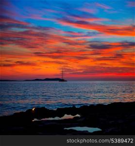 Ibiza san Antonio Abad de Portmany sunset with in Balearic islands of spain