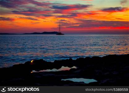 Ibiza san Antonio Abad de Portmany sunset with in Balearic islands of spain