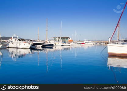 Ibiza San Antonio Abad port in blue mediterranean day