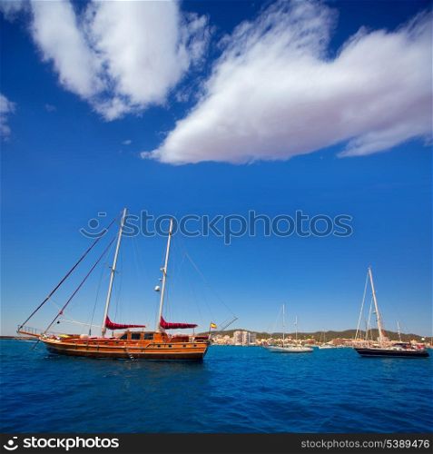 Ibiza San Antonio Abad Sant Antoni de Portmany sailboats in Balearic Islands