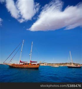 Ibiza San Antonio Abad Sant Antoni de Portmany sailboats in Balearic Islands