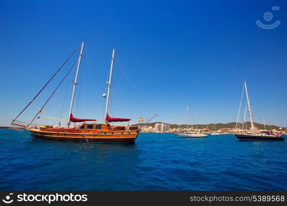 Ibiza San Antonio Abad Sant Antoni de Portmany sailboats in Balearic Islands