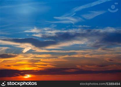 Ibiza San Antonio magic sunset red sky clouds in Balearic islands spain