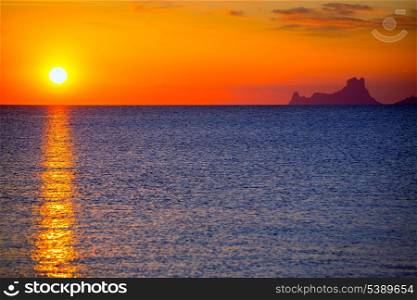 Ibiza sunset Es Vedra view from Formentera la Savina red orange sky