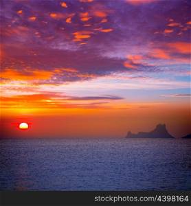 Ibiza sunset view from formentera Island in Balearic Islands