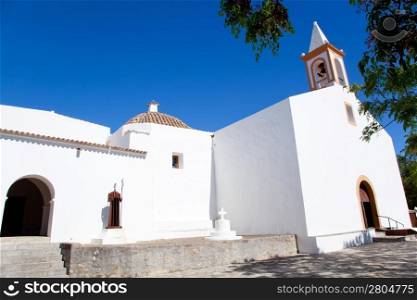 Ibiza white church in sant Joan de Labritja at Balearic islands