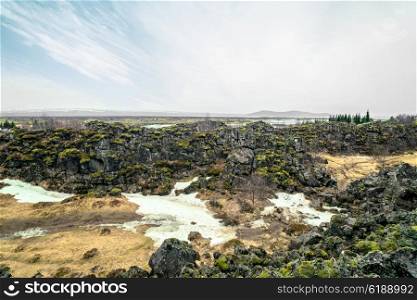 Ice age landscape from Thingvellir national park in Iceland