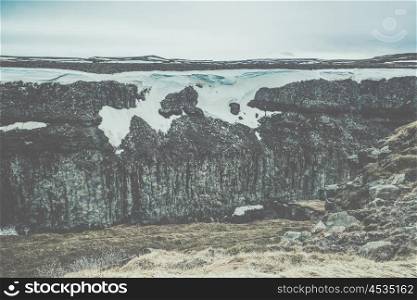 Ice age landscape with snow in Iceland