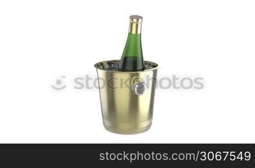 Ice bucket with bottle of wine