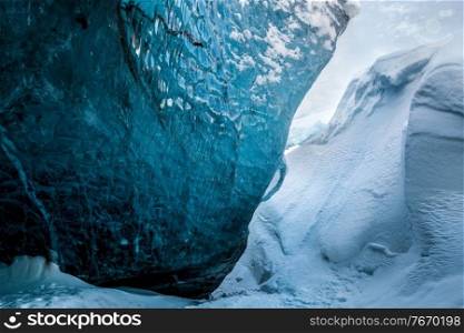 Ice Cave Background. Magnificent Glacier Formation. Gorgeous Beauty of Icelandic Nature. Skaftafell. Vatnajokull. Iceland