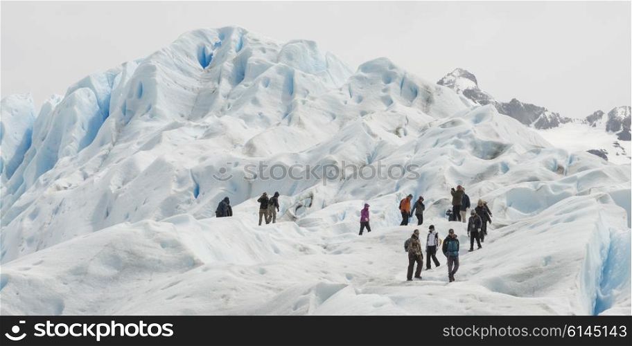 Ice climbers on Perito Moreno Glacier, Los Glaciares National Park, Santa Cruz Province, Patagonia, Argentina
