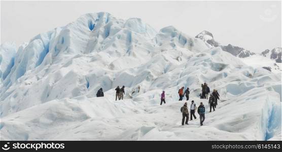 Ice climbers on Perito Moreno Glacier, Los Glaciares National Park, Santa Cruz Province, Patagonia, Argentina