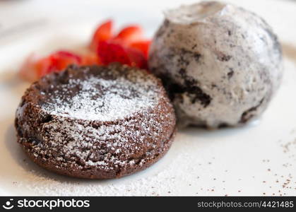 Ice cream and chocolate bread plate.