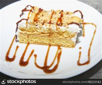 Ice cream cake with decoration, horizontal image