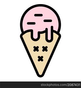 Ice cream caramel icon. Outline ice cream caramel vector icon color flat isolated. Ice cream caramel icon color outline vector
